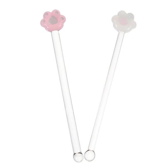 NICEXMAS 2Pcs Transparent Glass Stirring Sticks Creative Lovely Swizzle Stirrers for Drinks