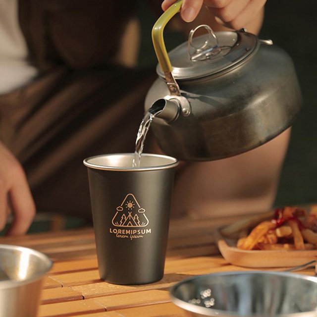 Copa De Campamento Copa De Campamento Camping Taza de camping de acero inoxidable para viajes al aire libre, café, cerveza, bebidas, tazas (barro)