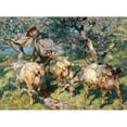thumbnail image 2 of Heinrich Von Zügel 14x11 Gold Ornate Wood Frame and Double Matted Museum Art Print Titled - Shepherd with Goats on the Way to the Water (1913), 2 of 4