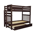 thumbnail image 3 of Bedz King Tall Bunk Beds Twin over Twin Mission Style with End Ladder and a Twin Trundle Cappuccino, 3 of 6