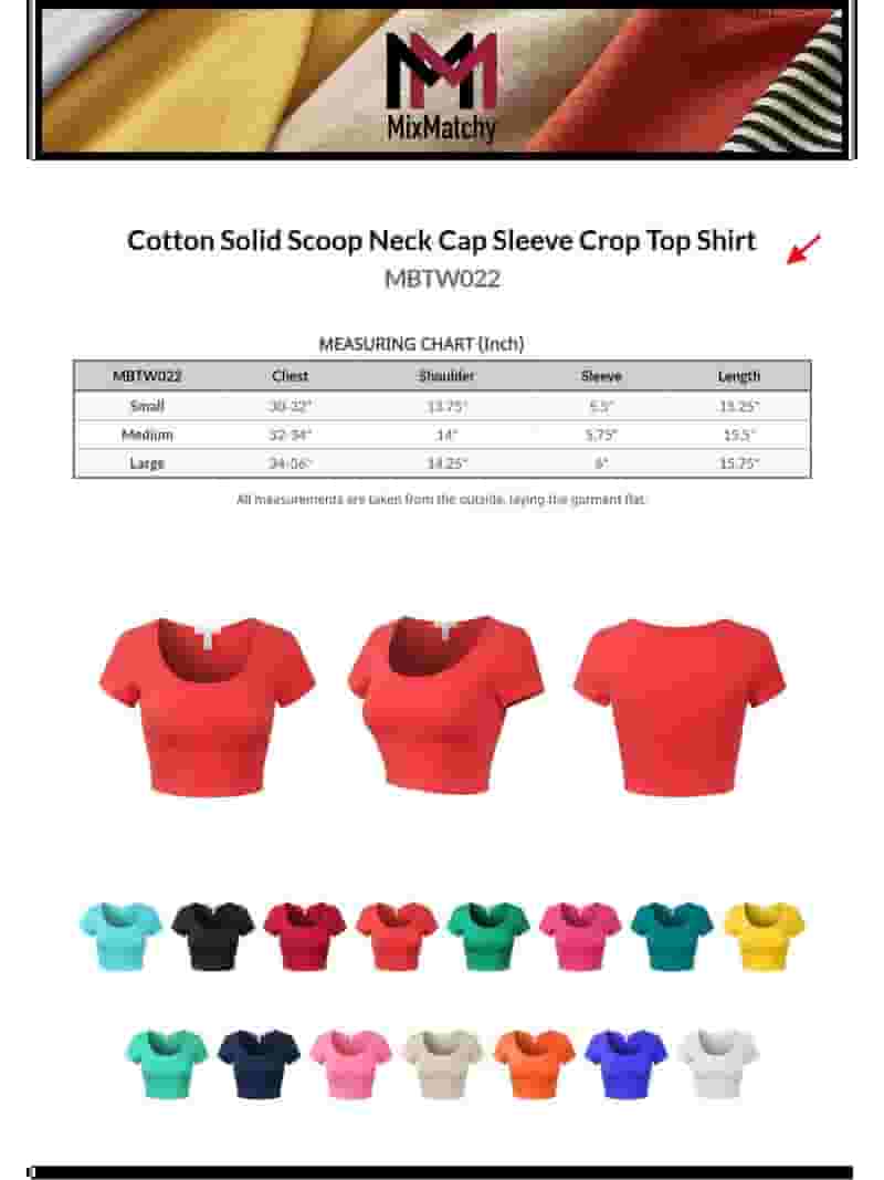 人気 ブランド チェック Scoop Solid Cotton Women's MixMatchy Neck Crop Sleeve Cap Clothing