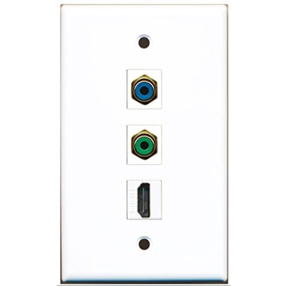 RiteAV - 1 Port HDMI and 1 Port RCA Green and 1 Port RCA Blue Wall Plate