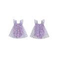 thumbnail image 2 of BemeyourBBs Baby Girl Star Seashell Bodysuit Glitter Fly Sleeve Tulle Romper Dress, 2 of 9