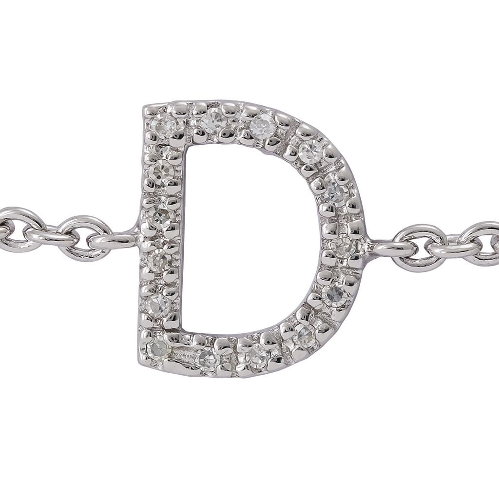 Silver Diamond Initial I Bracelet 7+1