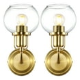 thumbnail image 5 of SAFAVIEH Huron G14 Satin Brass Metal Wall Sconce with Clear Glass Shade, Set of 2, 5 of 17
