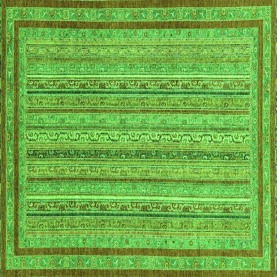 Ahgly Company Indoor Square Abstract Green Modern Area Rugs, 4' Square