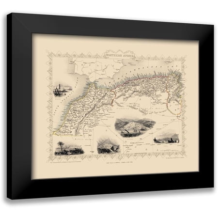 Tallis 14x12 Black Modern Framed Museum Art Print Titled - Northern Africa - Tallis 1851