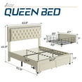 thumbnail image 6 of Merluxy Queen Size Bed Frame with LED Lights&Storage Drawers,Velvet Upholstered Platform Bed,No Box Spring Needed,Cream, 6 of 9