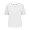 thumbnail image 5 of hotojiny Womens Cotton Linen Shirts Causal Short Sleeve Lapel Summer Tops Lounge Beach Lightweight Blouses, 5 of 6