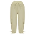 thumbnail image 4 of Womens Capris with Pockets Loose Cargo Capri Pants for Ladies (Khaki XXL), 4 of 6