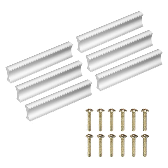 Uxcell 6 Pack Drawer Pulls, 2.5"(64mm) Hole Spacing 2.8" L Kitchen Handles, Aluminum Alloy Furniture Hardware Handles for Bathroom Dresser, Cupboard and Wardrobe, Matte Silver