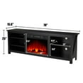 thumbnail image 4 of ARYARD 70" Fireplace TV Stand, Wood Texture Entertainment Center with 23" Electric Fireplace, Farmhouse Entertainment Stand Media TV Console, Black, 4 of 7