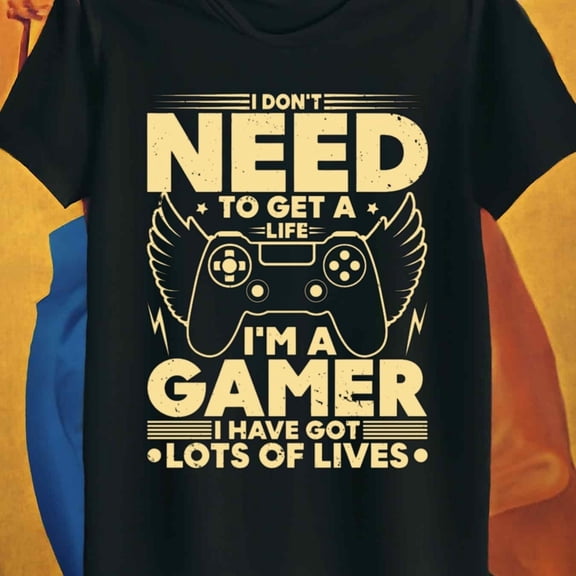 1pc T-Shirt for Men Funny Casual Short Sleeve Round Neck - Men's Funny Gamer T Slogan Controller Design Lightweight Breathable