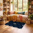 thumbnail image 2 of ODIKA 3'x5' Ultra-Soft Throw Mat, Boho Mosaic Interlocking Geometric Motifs Pile Abstract Navy Large Refined None Washable, Bare feet friendly, Easy Care Indoor rug for Bedside, Vanity, 2 of 7