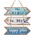 thumbnail image 1 of 3 piezas de madera "La playa es mi lugar feliz", letrero de madera con forma de flecha, placa colgante, decoración de pared, estilo rústico de granja, cocina con agujero, 1 of 9