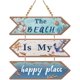 thumbnail image 1 of 3 piezas de madera "La playa es mi lugar feliz", letrero de madera con forma de flecha, placa colgante, decoración de pared, estilo rústico de granja, cocina con agujero, 1 of 9