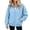 Blue, variant on IUYRTFE Women's Zip Up Fleece Jacket Long Sleeve Casual Relaxed Fit Collarless Coat with Pockets for Fall and Winter