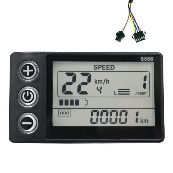 24V-60V S866 Controller Panel Dashboard Waterproof Electric Bike LCD Display for Electric E-Bike Scooter(SM Plug),1 x LCD Display,Black