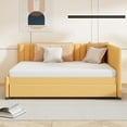 thumbnail image 3 of Harper & Bright Designs Full Size Upholstered Daybed with Trundle, Linen L-Shaped Sofa Bed with Headboard and Armrest for Living Room, Yellow, 3 of 12