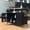 Black, variant on Outdoor Kitchen Island, Rolling Bar Cart & Storage Cabinet, Farmhouse Solid Wood Outdoor Grill Table with Stainless Steel Top, Spice Rack , Towel Rack for Kitchen & Barbecue , Dark Brown