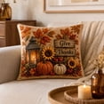 thumbnail image 6 of 18x18 Inch Fall Throw Pillows, Decorative Sunflower Pumpkins Leaves Square Pillow, Hidden Zipper, Soft, Orange Cushion for Home Living Room Bedroom Sofa Couch Decor, 6 of 7