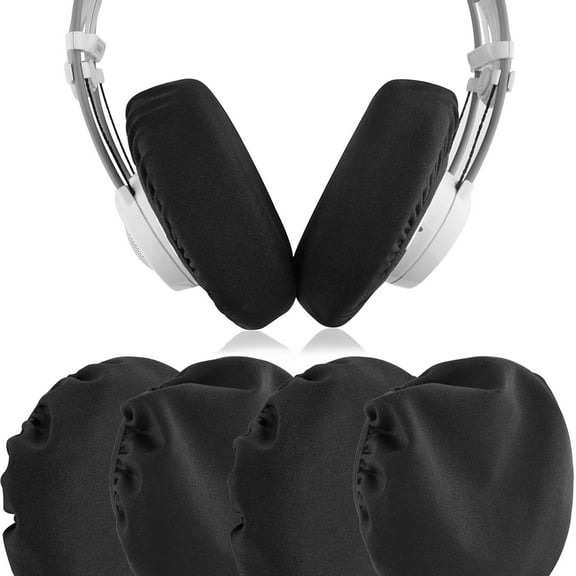 Geekria 2 Pairs Flex Fabric Headphones Ear Covers (Product Safety Certified), Washable & Stretchable Earcup Protectors for Large Over-Ear Headset, Sweat-Resistant (Size L / Black)