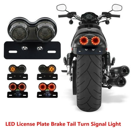 License Plate LED Brake Tail Turn Signal Light For Bobber Cafe Racer ATV