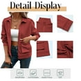 thumbnail image 4 of Cuteduck Women Corduroy Fall Fashion Jacket Zip Up Waffle Knit Casual Shacket Long Sleeve Lapel Coat with Pocket S-XL, 4 of 6