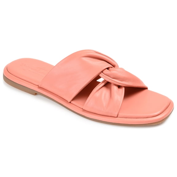 Journee Signature Womens Genuine Leather Kanndice Slip On Slide Sandals