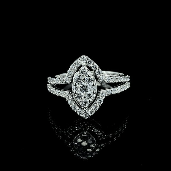 Marquise Shape Composite Lab Grown Diamond Women Bridal Ring in Sterling Silver | | White Gold Plated