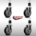 thumbnail image 2 of 5 Inch SS Black Poly Wheel Swivel 1-7/8 Inch Expanding Stem Caster Set SCC, 2 of 2