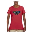 thumbnail image 2 of Colorful Rainbow Patterned Butterfly Animal Lover Womens Graphic T-Shirt, Red, X-Large, 2 of 3