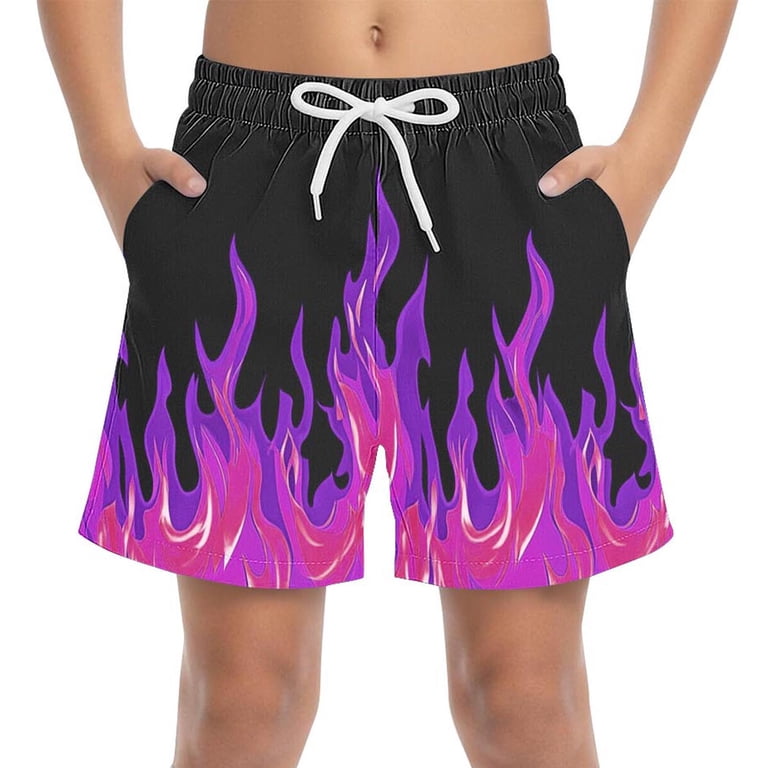 Xdegoge Boys Flame Print Athletic Shorts, Lightweight Gym Running