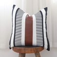 thumbnail image 3 of Paquete de 2 fundas de almohada de estilo rural para sofá, funda de cojín cuadrada decorativa de piel sintética para exteriores, funda de almohada con acento de rayas tribales, 18 x 18 I, 3 of 5