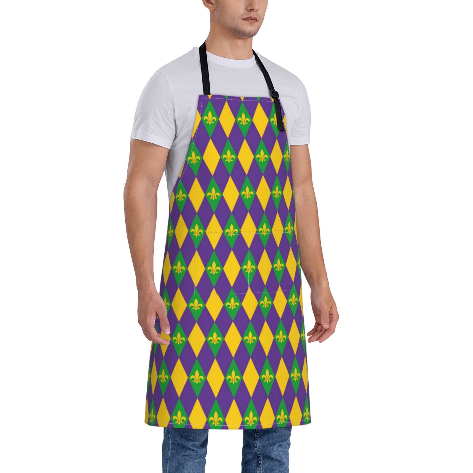 Kdxio Mardi Gras Apron with Pockets Adjustable Kitchen Aprons for Men Women Waterproof Aprons for Cooking,Drawing,Crafting, Baking Household Cleaning