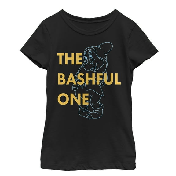 Girl's Snow White and the Seven Dwarfs Bashful One  Graphic Tee Black Large