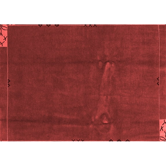 Ahgly Company Machine Washable Indoor Rectangle Abstract Red Modern Area Rugs, 2' x 3'