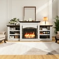 thumbnail image 3 of Winkalon 72" Fireplace TV Stand for 75 inch 80 inch TV, Electric Fireplace with Mantel, Farmhouse Entertainment Center with 23" Electric Fireplace, White Brown, 3 of 9