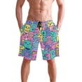 thumbnail image 4 of Dailycode Men's Quick Dry Swim Trunks Beach Shorts Casual Summer Board Shorts with Pockets, Colorful Cartoon Robots, 4 of 8