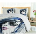 thumbnail image 5 of Ambesonne Abstract Duvet Cover Sets, Watercolor Woman Image, 2-Queen, Coconut Blue and Black, 5 of 7