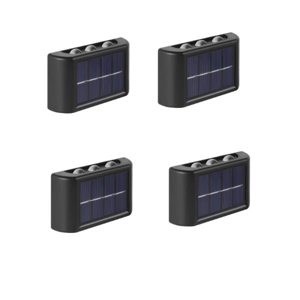 YUNYODA Luces solares para jardín al aire libre, 4 unidades de luz solar de pared, luz LED solar hacia arriba y hacia abajo, decorativa IP65 impermeable, césped, balcón, terraza, patio