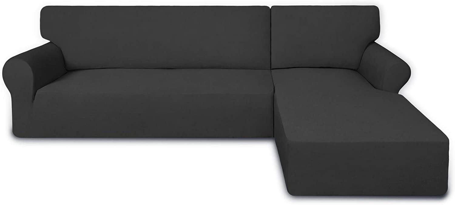 Large|Dark Gray/Dark Gray Easy-Going Sofa Slipcover L Shape Sofa Cover 