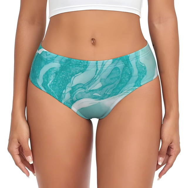 Fotbe Teal Turquoise 1 Calzones Estampados para Mujer – Ropa Interior de Algodón, Cómoda, Suave y Elástica-X-Small