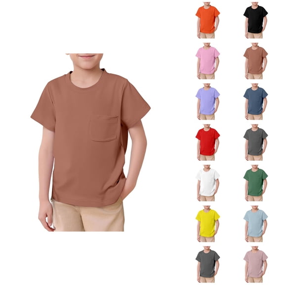 【Big Kids Minimalist POLO Tops - Solid Collared Short Sleeve Casual Design, Versatile Campus Look, Unisex Kids Wear】- Boys Pink Shirt POLO Big Kids Clothes