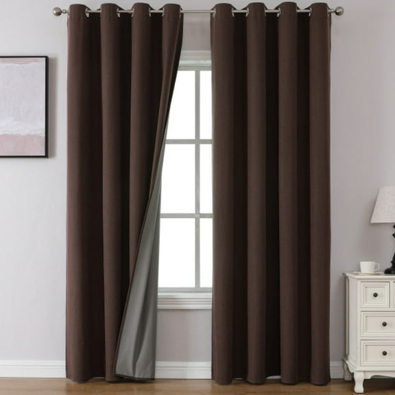 XmhyTop Dark brown Window Drapes, 87*160cm 1 slice , Linen fabric Curtains with Punching holes,Easy to Install - Premium Linen Blackout Curtains Long for Bedroom & Living Room Decor