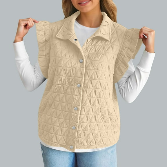 Mgmyaa Women's Quilted Sleeveless Vest Jacket Stand Collar Warm Padded Coat Winter Outerwear Layer with Pockets