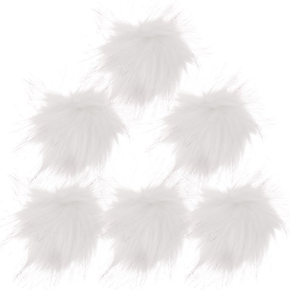 Dytern DIY 6pcs Faux Fur Pompom Balls DIY Fur Fluffy Pompom for Hats Keychains Scarves Bags Shoe