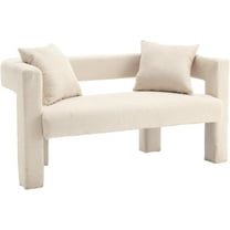 BISHE Modern Chenille Loveseat Sofa, Plush 2-Seater Couch for Small Spaces, Upholstered Accent Sofa Bed with Soft Fabric, Compact Apartment Sofa for Living Room & Bedroom, Beige