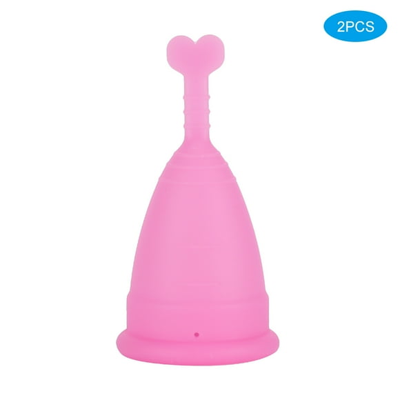 Copa menstrual de silicona para mujer, 2 unidades, higiene femenina, suministros para la menstruación, forma de corazón, rosa, talla S