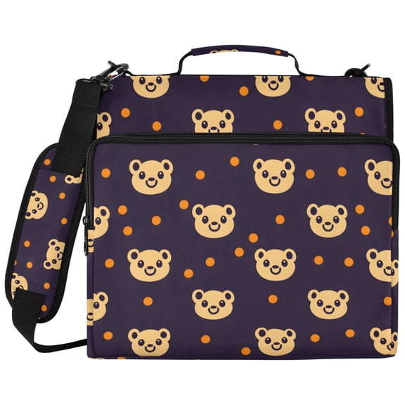 ALAZA Zipper Binder Cute Bears Dots Pattern 2 inch 3 Ring 500 Sheet Capacity Trapper Keeper File Folder Organizer Bag
